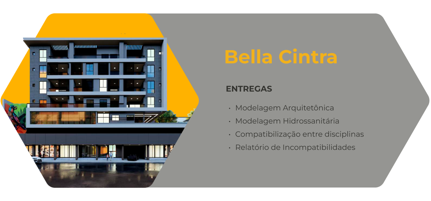 Bella cintra, Entregas: Modelagem Arquitetônica Modelagem Hidrossanitária Compatibilização entre disciplinas Relatório de Incompatibilidades